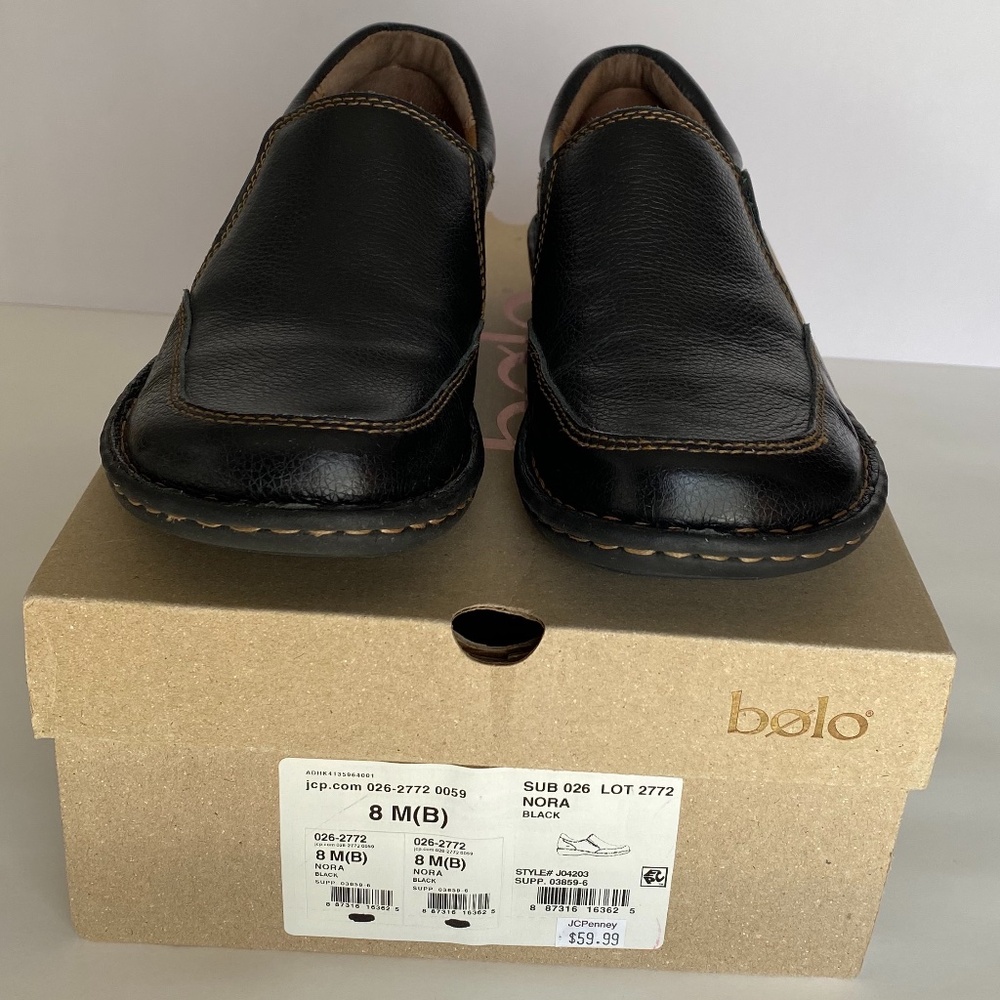 Bolo Women’s Dark Brown Leather Comfort Slip on Shoes Size 8